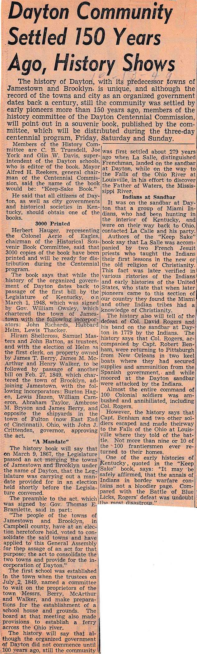 Dayon, Ky History