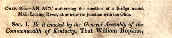 Licking Bridge Act, 1834