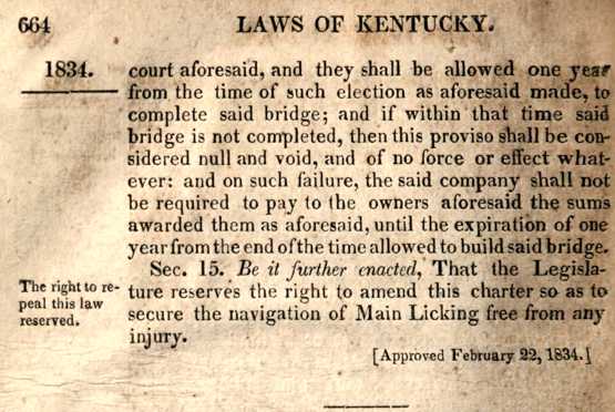 Licking Bridge Act, 1834