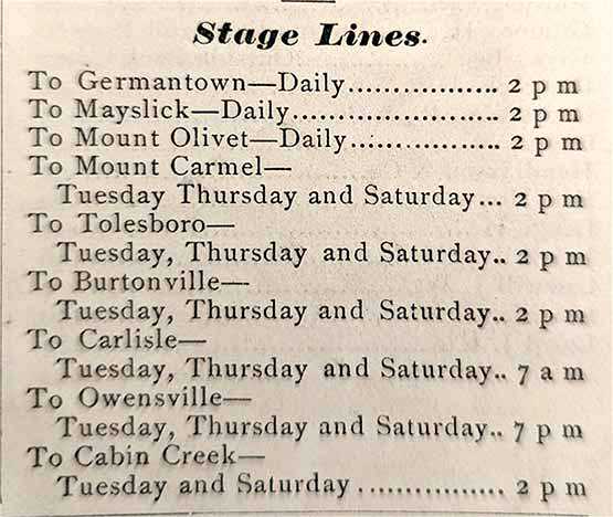 Stage Coach Schedule