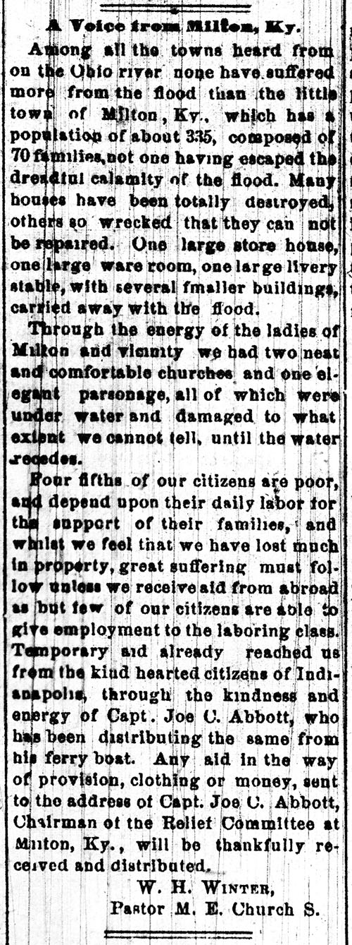 Voice of the 1884 Flood